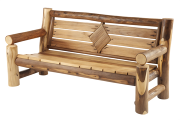 Rustic log bench isolated on a transparent background