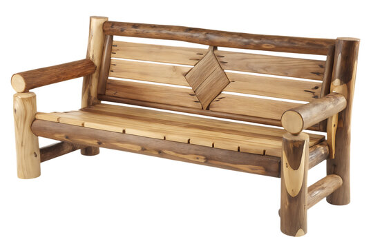Rustic log bench isolated on a transparent background