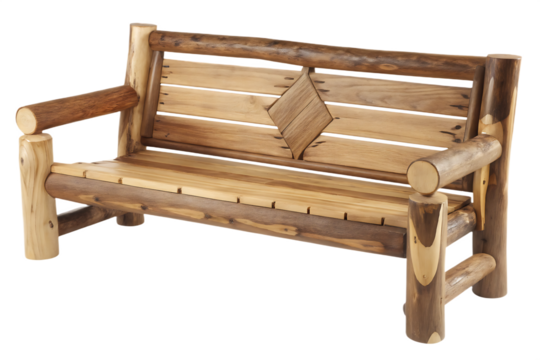 Rustic log bench isolated on a transparent background