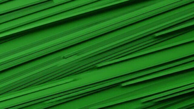 A close up view of many green lines and shapes arranged diagonally across frame
