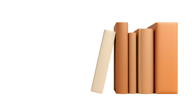 Collection of stylized books in warm color tones