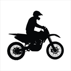 Fototapeta premium Silhouette of Motocross Rider on Dirt Bike in Action