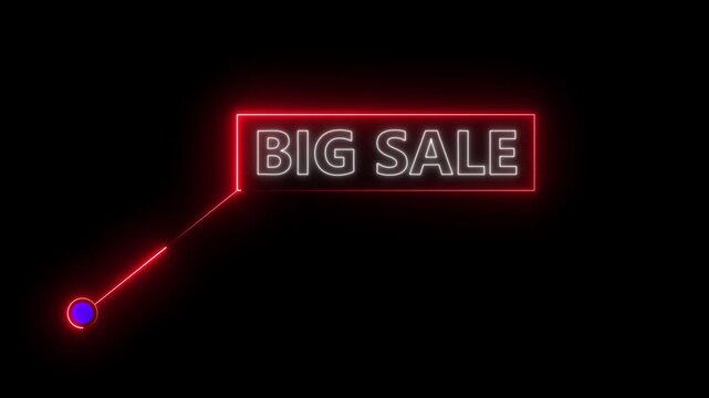 Big Sale text animation with technology icon black background .Call-out futuristic hud animation digital white tone six pack on the black screen .