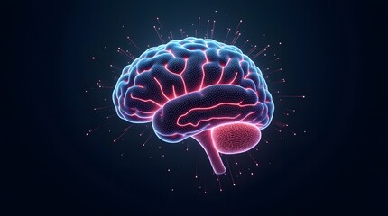 Fototapeta premium Futuristic AI brain made of neon circuits and data.