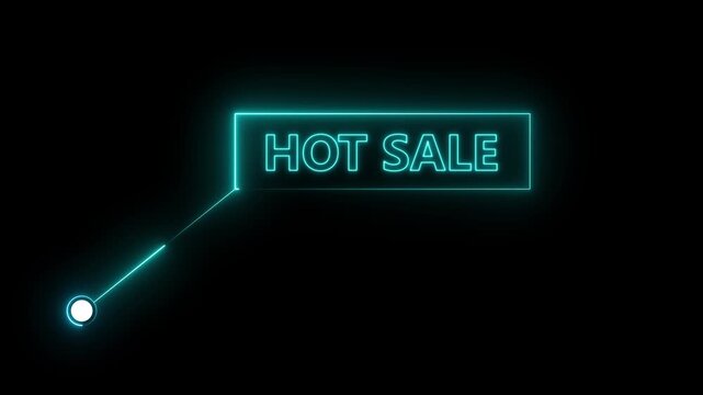 Hot Sale text animation with technology icon black background .Call-out futuristic hud animation digital white tone six pack on the black screen .
