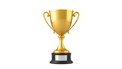Fototapeta premium Golden trophy cup with black base on transparent background