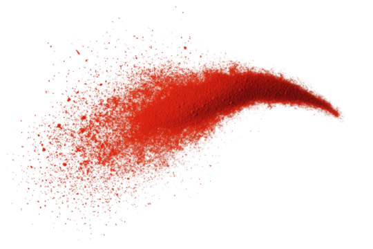 Fiery red particle explosion effect isolated on transparent background