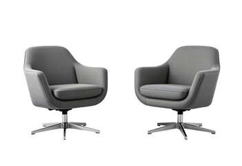 Obraz premium Two Modern Gray Swivel Armchairs on a Transparent Background