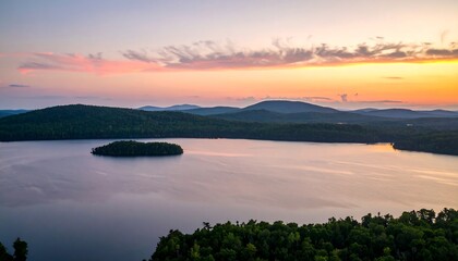 Serene lake at sunset
