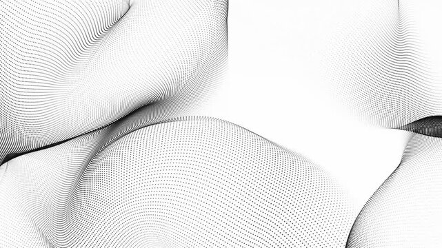 black dotted wave line pattern. Light halftone undulate net background. Abstract air flowing particle wallpaper.  curve dashed gradient element for poser, banner, with white background.