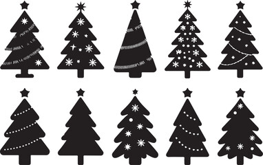 Obraz premium Christmas Tree Silhouette Bundle | Festive Holiday Vector Collection