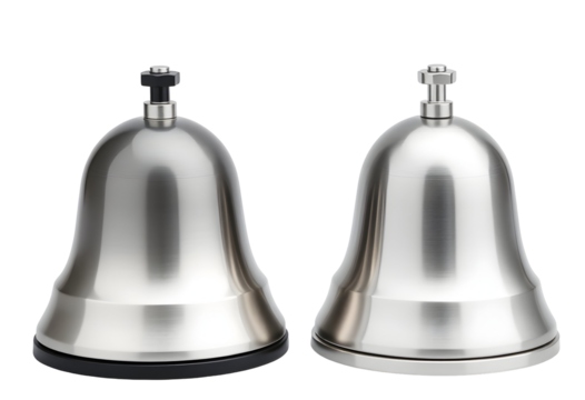 Shiny Metal Service Bells on Transparent Background