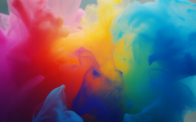 Vibrant Rainbow Ink Explosion Abstract Background color