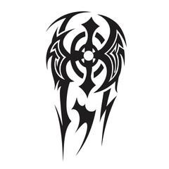 Tribal Inspired Glyph Design in Black and White on White Background