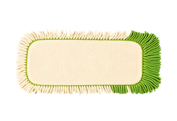 Rectangle Rug with Green and Beige Fringe