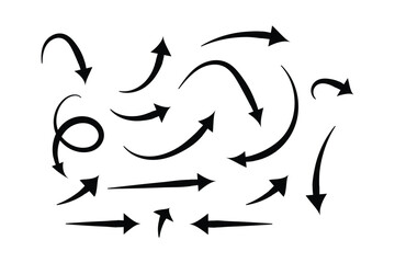 Black abstract curved arrow icon set vector with looped navigation pointers, infographic direction signs, round arrow elements for business presentation, creative chart, infographic