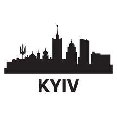 Obraz premium Kyiv skyline silhouette. Vector illustration.. Vector black silhouette. with white background