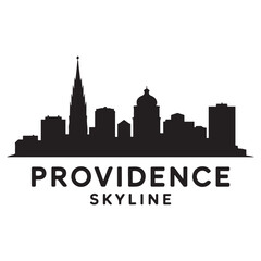 Naklejka premium Providence skyline silhouette. Vector illustration. Vector black silhouette. with white background