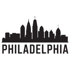 Obraz premium Philadelphia skyline silhouette. Black Philadelphia city. Vector black silhouette. with white background