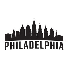 Obraz premium Philadelphia skyline silhouette. Black Philadelphia city. Vector black silhouette. with white background