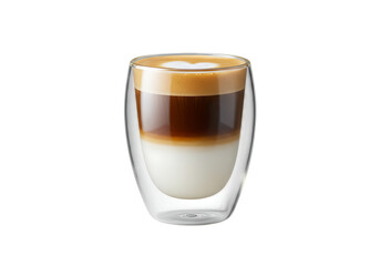 Delicious latte macchiato served in a double walled glass Isolated on transparent background
