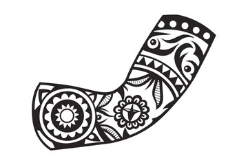 Polynesian Tribal Arm Tattoo Design, Muscular Flexed Bicep on White Background