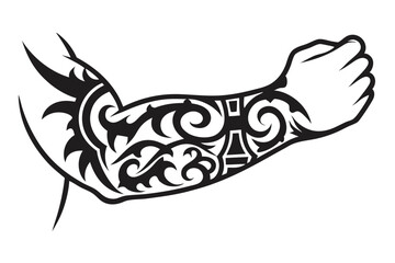 of Tribal Arm Tattoo Ornament, Maori Pattern on white background