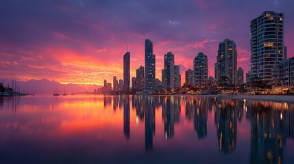 Enchanting Twilight City Skyline with Glimmering Modern Architecture Evoking Wonder and Inspiration for Urban Dreamers