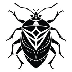 Abstract Stink Bug Illustration Bold Black and White Insect Design Decorative Entomology Art Minimalist Bug Vector Graphic Detailed Bug Clipart