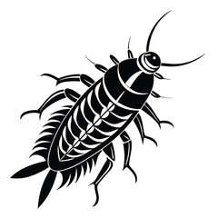 Stylized Cockroach Illustration A Black and White Depiction of a Common Household Pest Featuring a Unique Design and Intricate Patterns