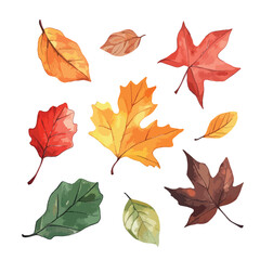 Vibrant Autumn Leaves in a Watercolor Style