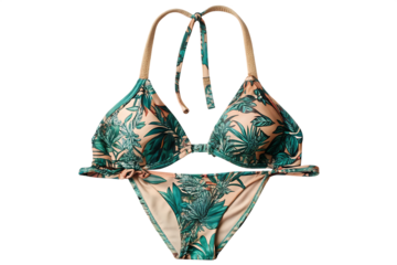 Tropical print bikini isolated on a transparent background