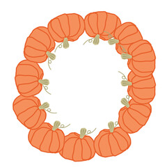 Round pumpkin frame for card, invitation, design.