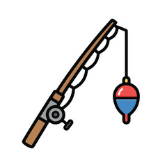 Fishing rod illustration simple design fishing equipment
