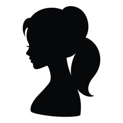 Elegant Silhouette of a Woman with Ponytail Hairstyle Profile Portrait Fashion Beauty Style Girl Vector Illustration Design