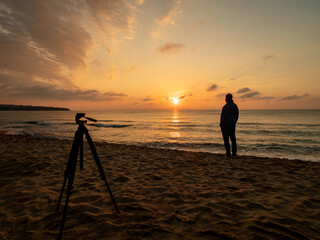 Golden sunrise on the seaside in Bulgaria