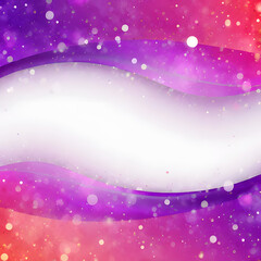 Obraz premium A sparkling abstract banner with wavy purple and pink borders and a central white space, adorned with bokeh lights.