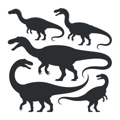 Silhouette Dinosaurs Collection Prehistoric Creatures Extinct Reptiles Jurassic Period Animals Paleontology Icons