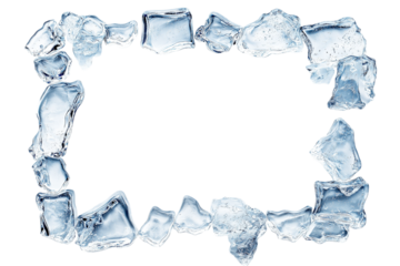 ice cube frame rectangular shape isolated on white or transparent png