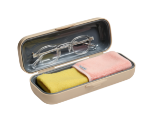 Protective eyewear case with cleaning cloth home office product isolated on transparent background, png
