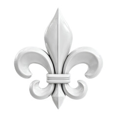 Elegant white fleur de lis symbol isolated on a transparent background for decorative use isolated on transparent background