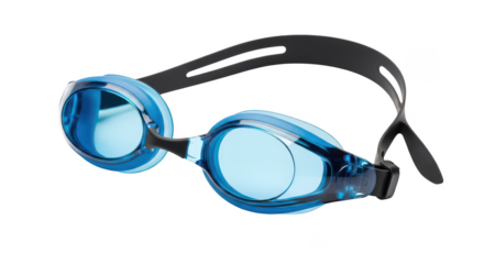 Blue swimming goggles isolated on transparent background