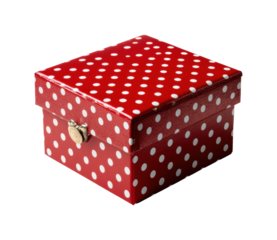 Colorful polka dot gift box product aesthetic, isolated on transparent background, png