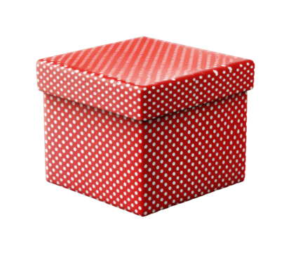 Gift box presentation home settings decorative item vibrant colors top view festive concept isolated on transparent background, png