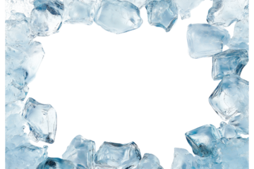 ice cube frame rectangular shape isolated on white or transparent png