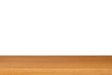 empty wooden table top in foreground isolated on background with clipping path. used for template mock up for display or montage products. showing your objects or mounting. wooden counter.