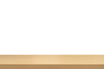 empty wooden table top in foreground isolated on background with clipping path. used for template mock up for display or montage products. showing your objects or mounting. wooden counter.