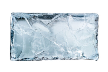ice cube frame rectangular shape isolated on white or transparent png
