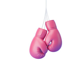 3d rendered illustration of pink boxing gloves hanging isolated on transparent background