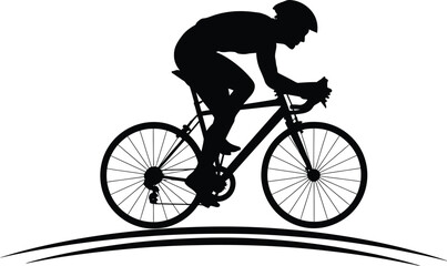 Obraz premium Silhouette of a cyclist in motion on a road